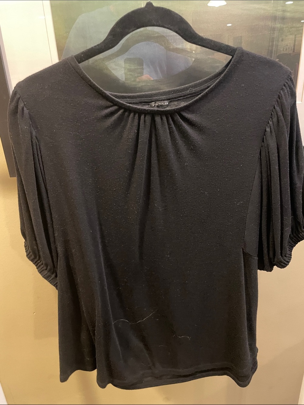 Ann Taylor. XXL. Black Pleated Sleeve Women's Top